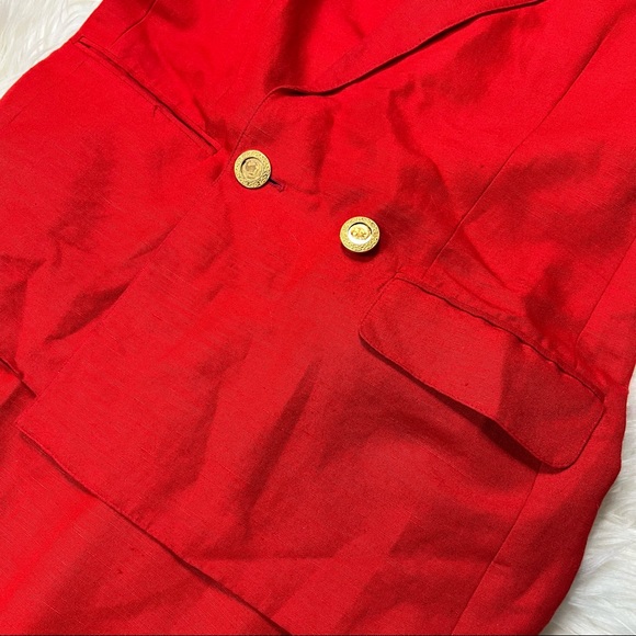 Vintage Red Linen Skirt & Blazer Suit - Picture 3 of 16